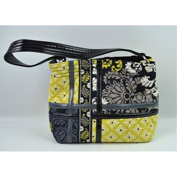 Vera Bradley BAROQUE Black Vinyl Strap Shoulder Bag Patchwork - Picture 1 of 10